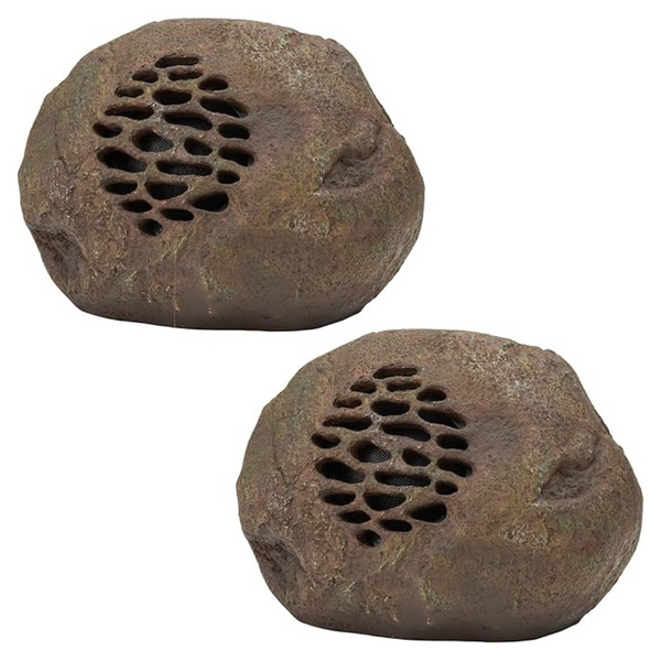 2-Piece Weather-Resistant Bluetooth Solar-Powered Rock Speaker