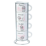 4-Piece Disney Aristocats Marie Paris Stackable Ceramic Mug Set, 3 Oz