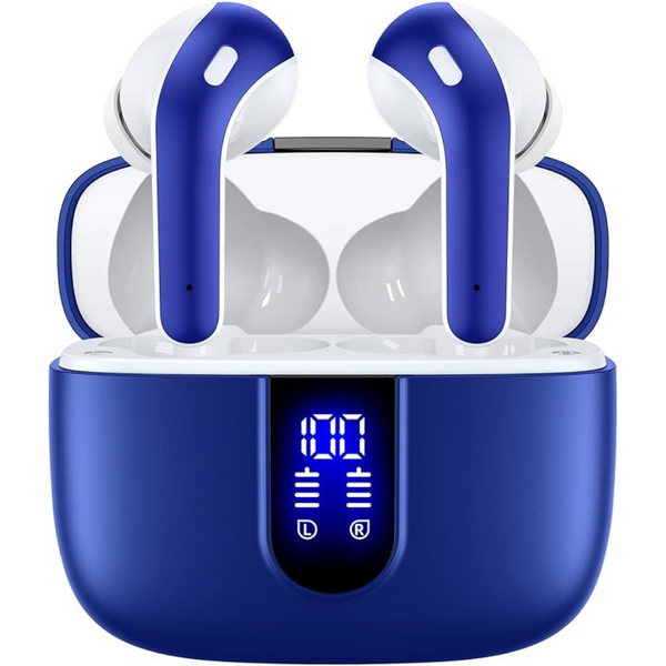 TAGRY Bluetooth Earbuds With Wireless Charging Case (Blue)