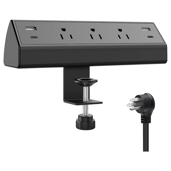 Jgstkcity 3-Outlets 6ft Desk Clamp Power Strip with 4-USB Ports