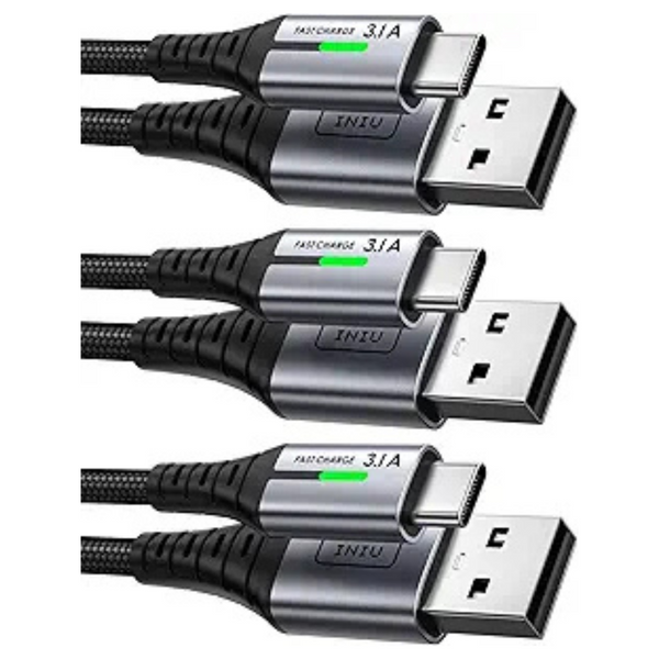 3-Pack INIU Durable Nylon Fast Charging USB-C Cable (1.6/6.6/6.6ft)