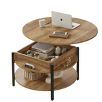 Wynny 27"W Lift-Top Wood Coffee Table, Small Round Cocktail Table With Storage (5 Styles)