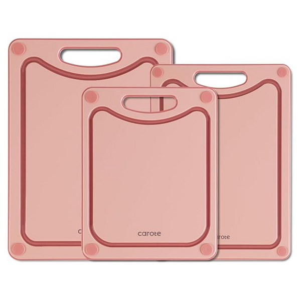 Set Of 3 Kitchen Reversible Dishwasher Safe Cutting Boards w/ Handles