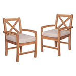 Set Of 2 Walker Edison Delray Classic Acacia Wood Patio Chairs