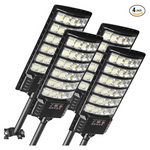 4-Pack 25000lm 6500k Dimmable Waterproof Solar Street Lights