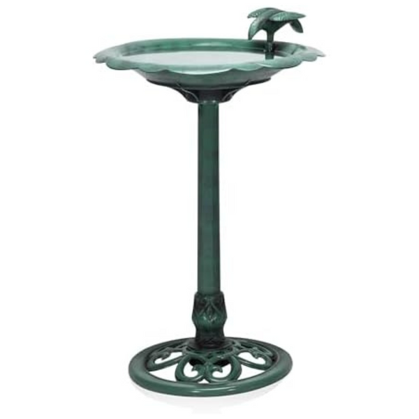 31" Tall Outdoor Antique Flower Birdbath With Bird Decoration Yard Statue