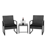 Homall 3-Piece Casual Bistro Set With Wicker Chairs And Coffee Table