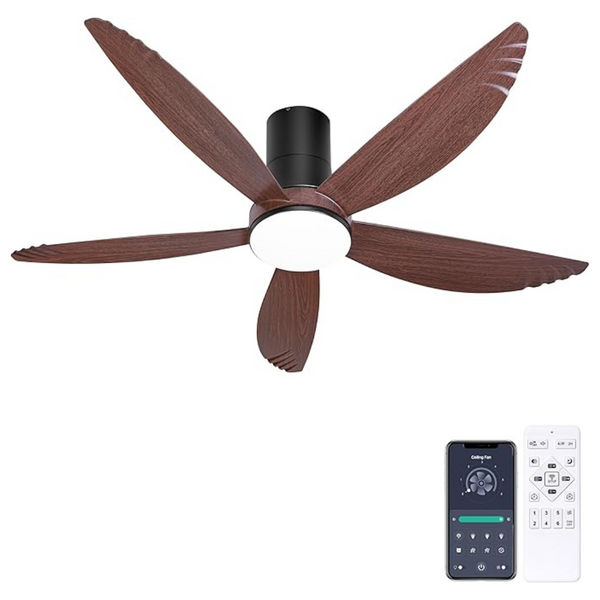 58" Indoor Outdoor Flush Mount Ceiling Fans With Lights