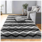 4' x 6' ft Fuzzy Plush Shag Striped Washable Area Rug