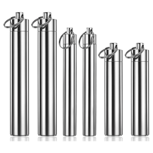 6-Piece 3 Sizes Metal Toothpick And Pill Holder Set With Key Rings