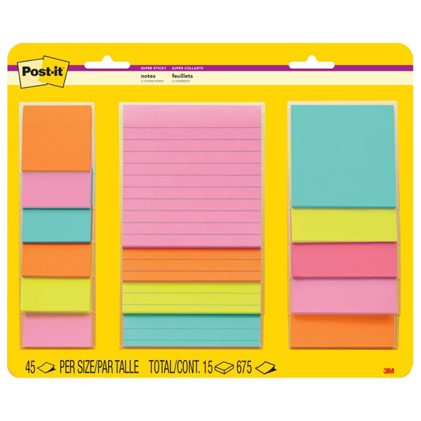 15-Count Post-it Super Sticky Lined Note Pads