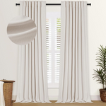 2 Panels Faux Linen Blackout Curtains