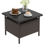 Gymax 22'' Patio Rattan Square Side End Table