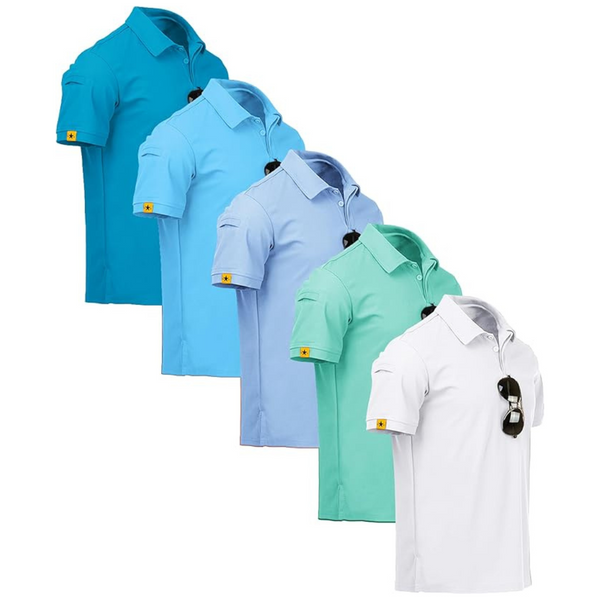 5-Pack Men's Short Sleeve Sports Polo Shirt