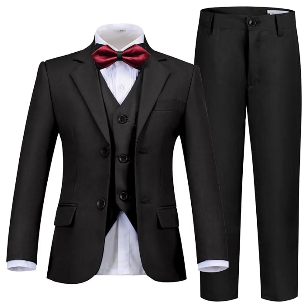 Boys Formal Dress Tuxedo Suit Set (Black)