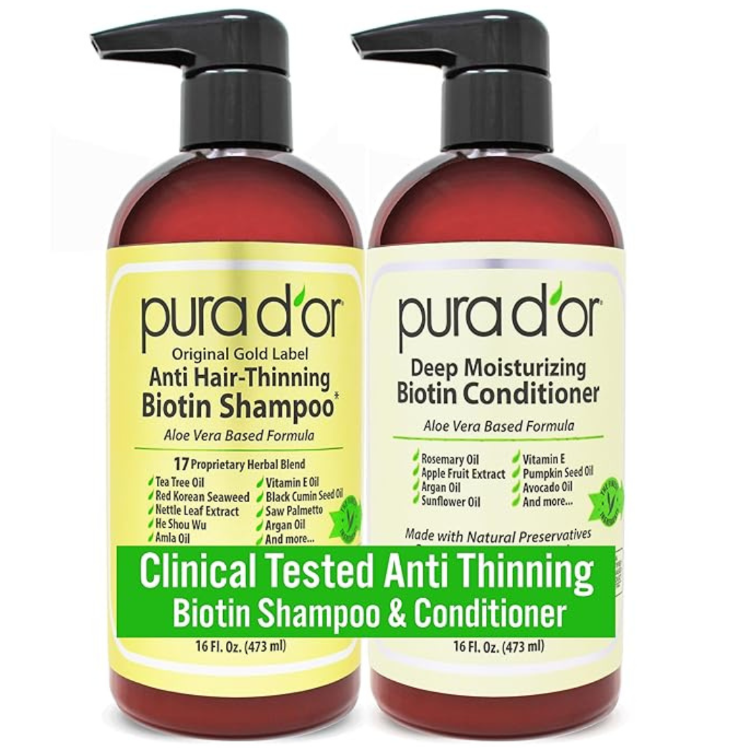 PURA D'OR Anti-Thinning Biotin Shampoo & Deep Moisturizing Conditioner