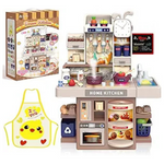Mini Kids Kitchen Playset With Realistic Steam, Lights And Apron