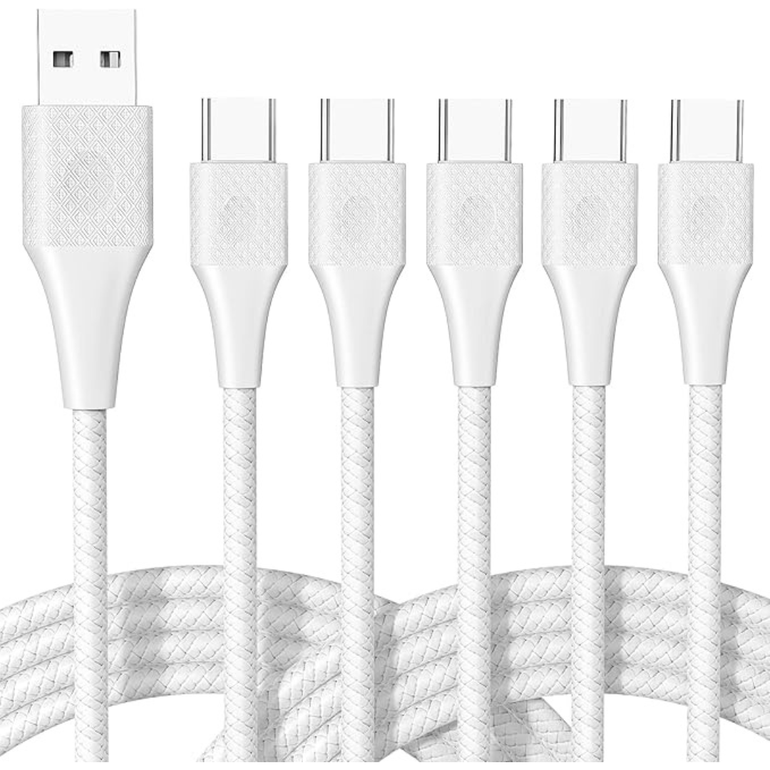 5-Pack 6ft USB-A To USB-C Fast Charging Cables