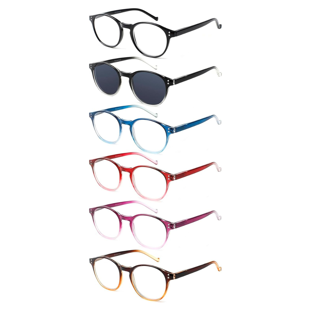 5-Pairs Spring Hinge Blue Light Blocking Reading Glasses