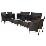 Costway 8 Pcs Rattan Patio Cushioned Chair & Table Sets