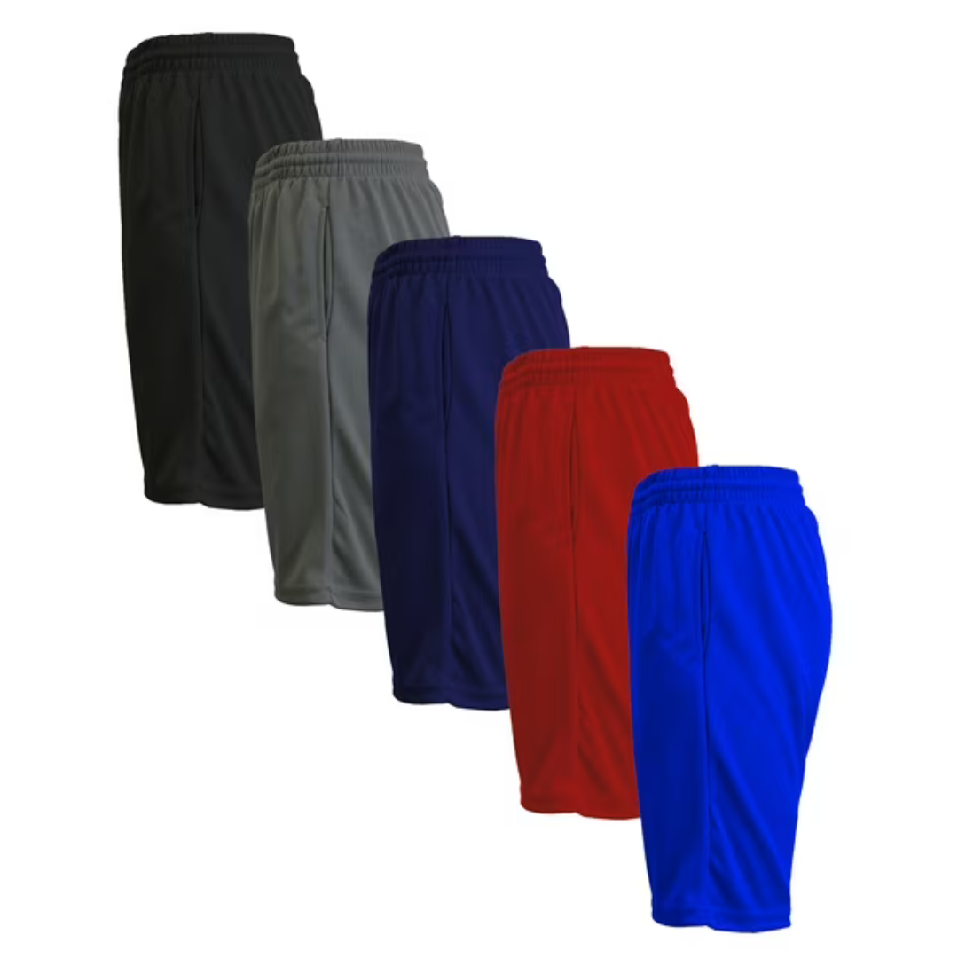 5-Pack Men's Lightweight Breathable Moisture Wicking Mesh Shorts