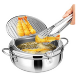 Durable 2.2 L 304 Stainless Steel Nonstick Deep Fryer Pot W/ Tong
