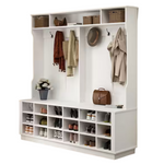 FUFU & GAGA 63" W Wood 3-In-1 Hall Tree Coat Rack Shoe Storage Bench