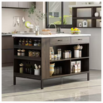 Marble Wood Grain Top 55.1" W Kitchen Island