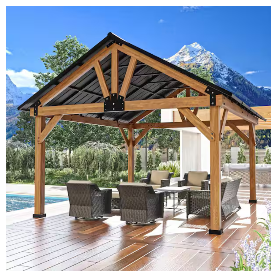 Joyside 15x13-Foot Solid Cedar Wood Patio Gazebo