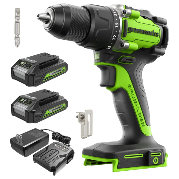 Greenworks 24V Brushless Compact 1/2" Drill Kit W/ Battery & Charger