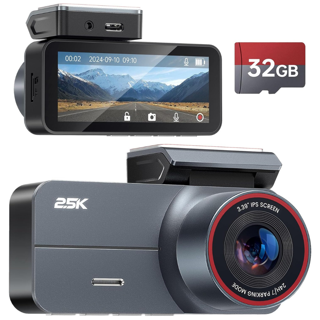 Janwold 2.5K QHD 3.39" Cars Dash Camera With 32GB Card