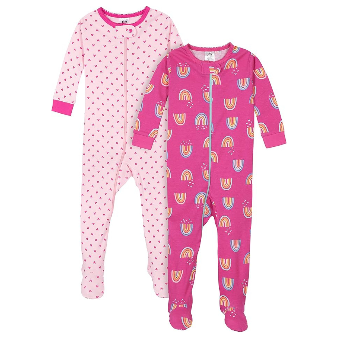 Gerber Baby Girls’ 2-Pack Footed Pajamas