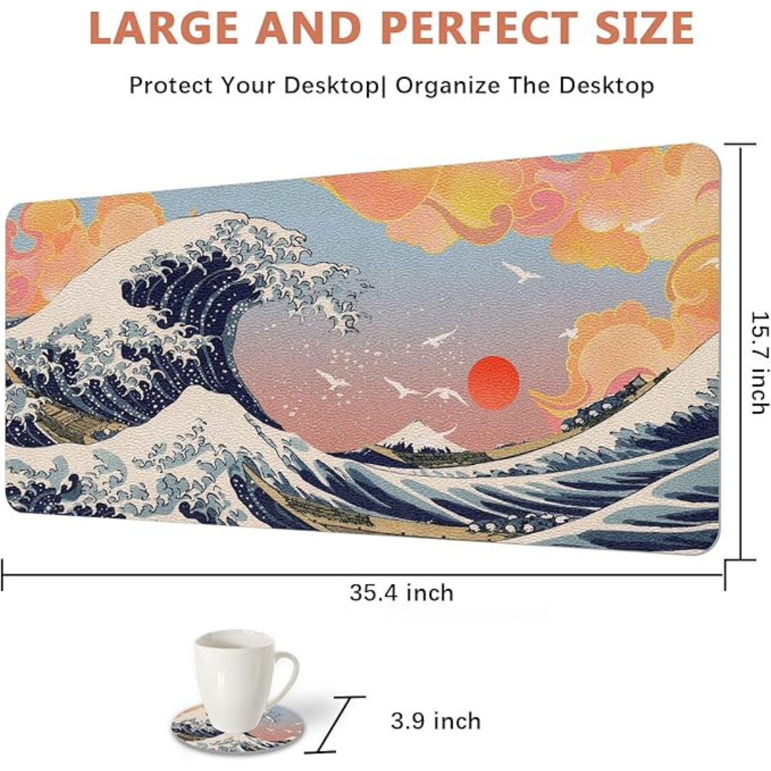 Waterproof PU Leather Desk Blotter Protector (35.4" x 15.7")