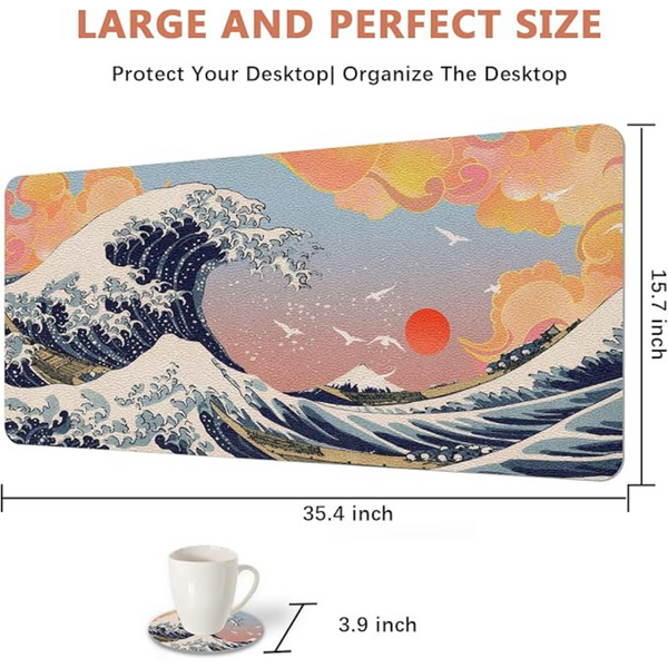Waterproof PU Leather Desk Blotter Protector (35.4" x 15.7")
