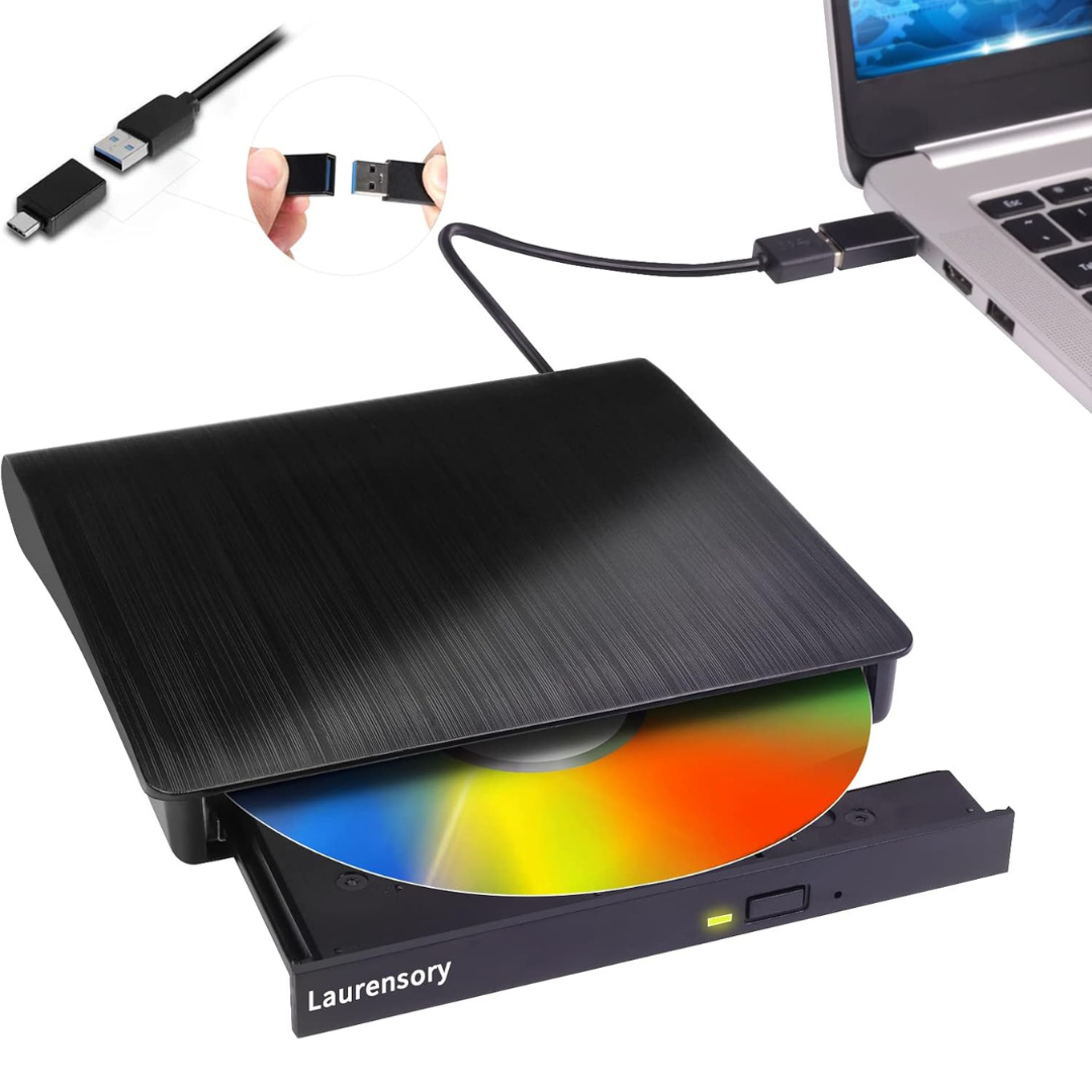 Laurensory External USB-C/USB-A 3.0 DVD/CD Reader & Writer