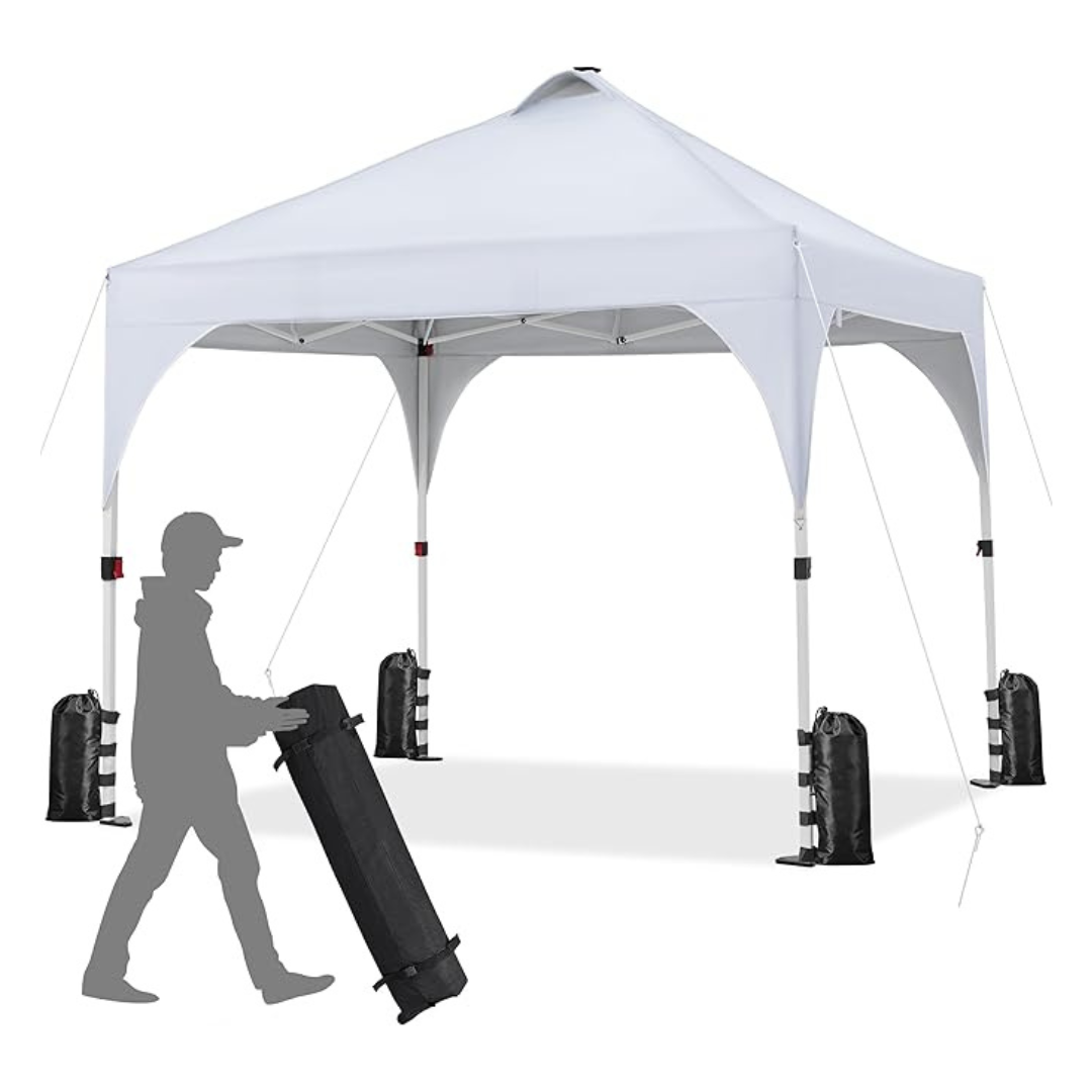 Yaheetech 10x10ft Pop-Up Canopy Tent With Solar LED Lights