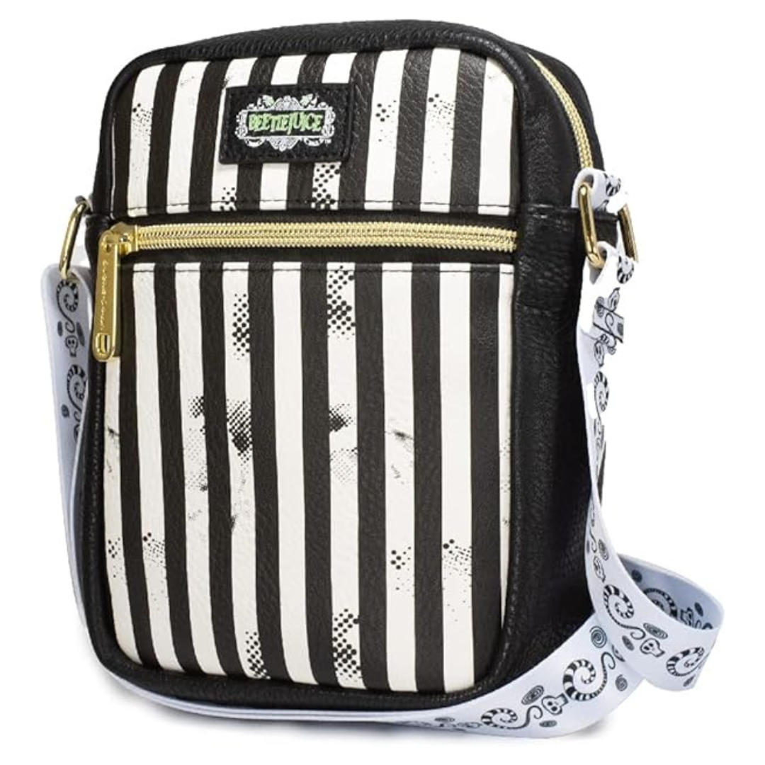 Buckle Down Cross Body Stripes Vegan Leather Bag