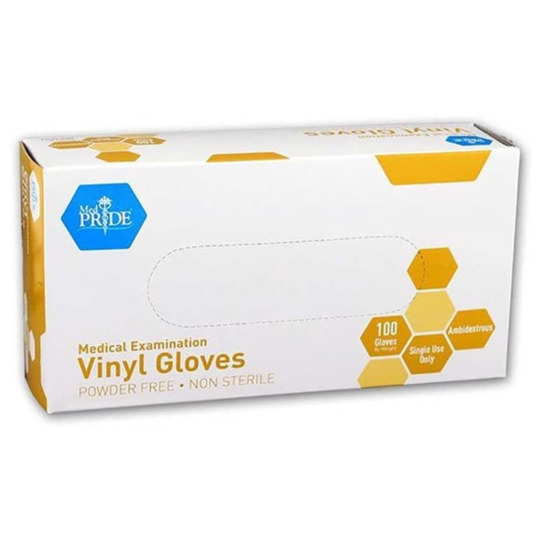 100-Count MedPride Powder-Free Medium Vinyl Exam Gloves