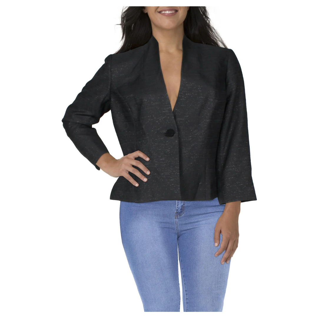 Le Suit Plus Women's Woven Long Sleeves One-Button Blazer