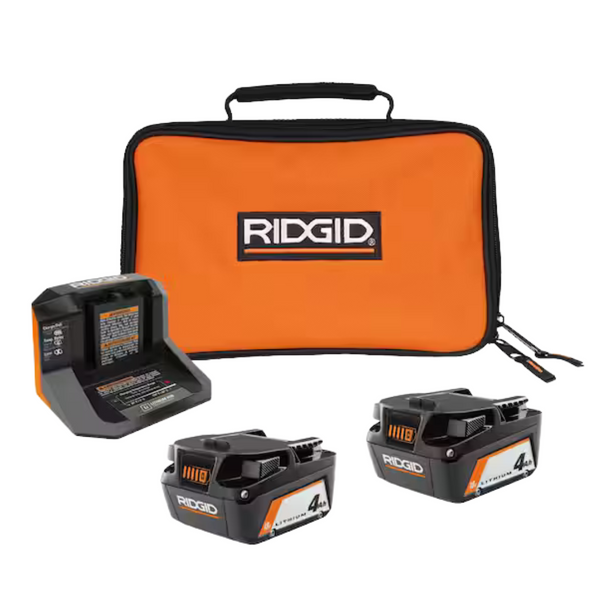 18V Lithium-Ion (2) 4.0 Ah Battery Starter Kit W/ Charger & Bag