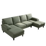 Linsy Home U Shape 111" Corduroy Sofa With Sleepable Armrests