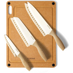 7-Pcs CAROTE Knives Set With 5 Blade Guards, Wooden Cutting Board