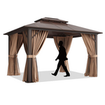 Aoxun 12'x10' Aluminum Frame Permanent Pavilion Hardtop Gazebo