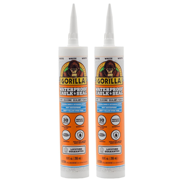 2-Pack Gorilla Waterproof Caulk & Seal Silicone Sealant (10oz Cartridge)