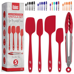 5-Piece Kaluns BPA-Free Silicone Spatula & Tong Set (Red)