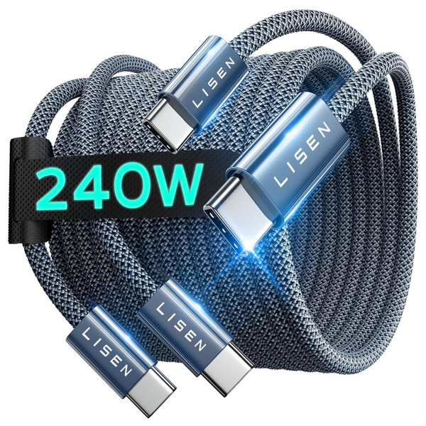 2-Pack LISEN 6.6ft 240W USB-C to USB-C Fast Charging Cable