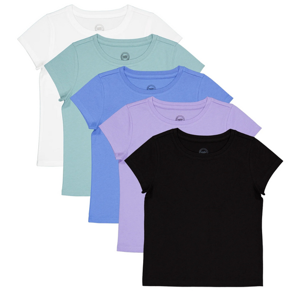 5-Pack Wonder Nation Girls Kid Tough Tee with Short Sleeves (Various)