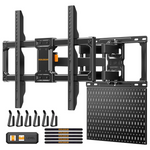 Perlegear Full Motion TV Mount W/ Metal Pegboard For 42"- 84"TVs