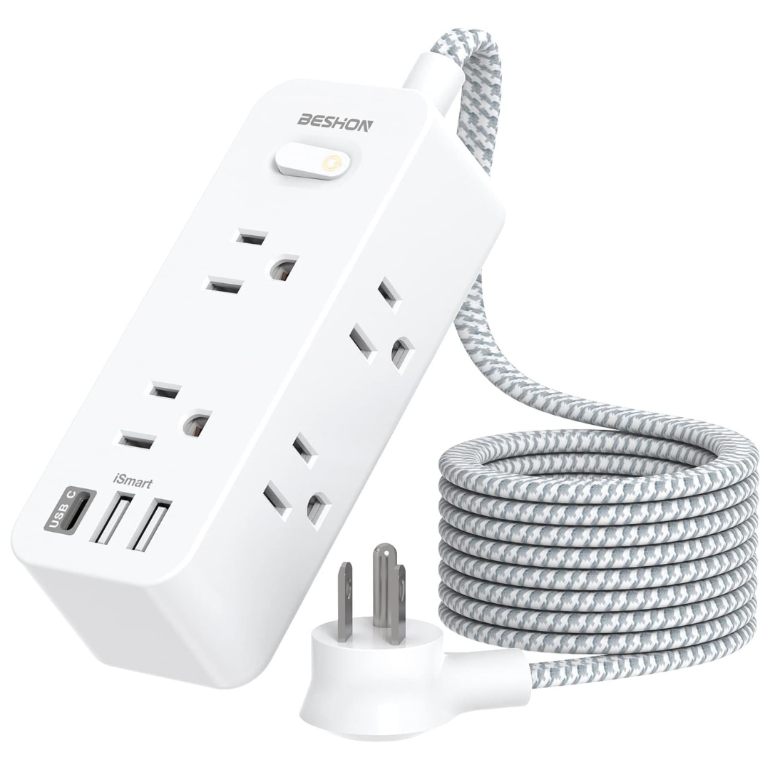 3-Side 6 Outlets 3 USB Ports Surge Protector Power Strip