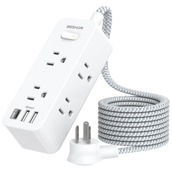 3-Side 6 Outlets 3 USB Ports Surge Protector Power Strip